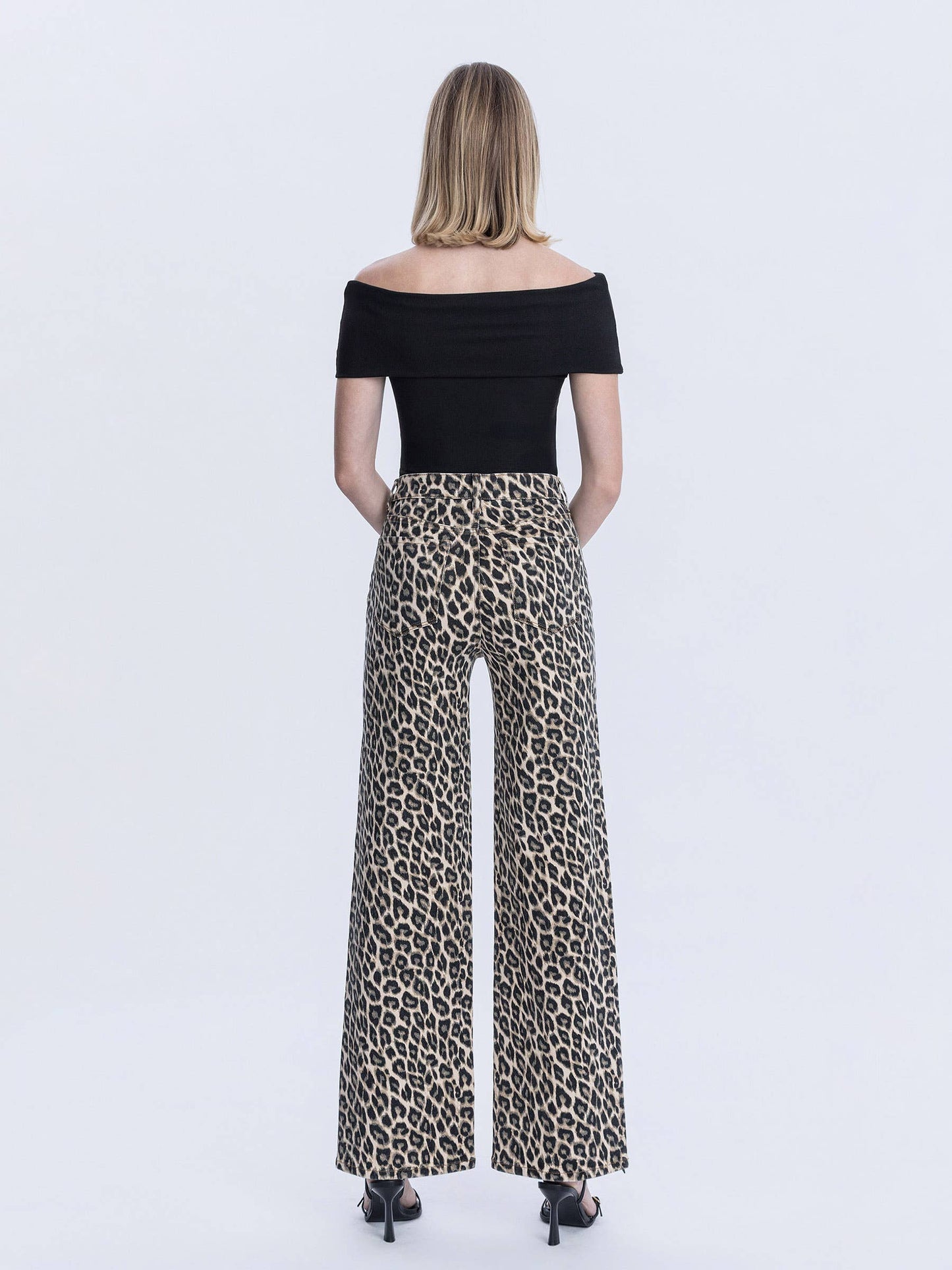Super High Rise Leopard Wide Leg Denim