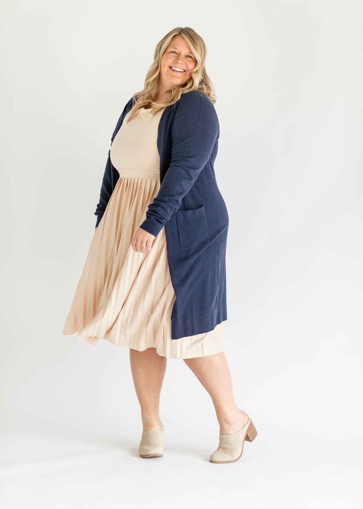 Essential Long + Soft Cardigan in Navy
