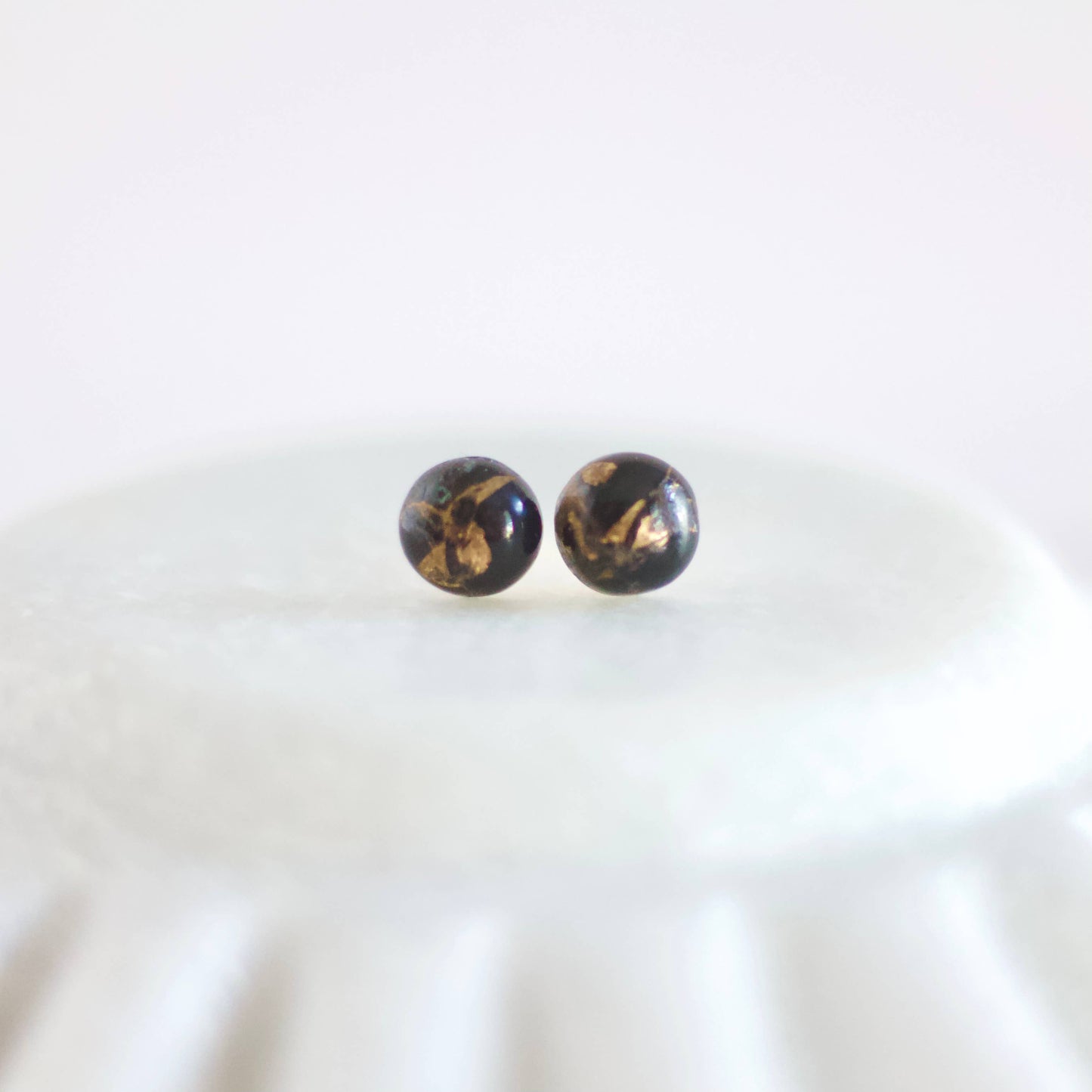 Black Copper Turquoise Stud Earrings