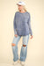 Mineral Washed Casual Knit Top in Denim Blue