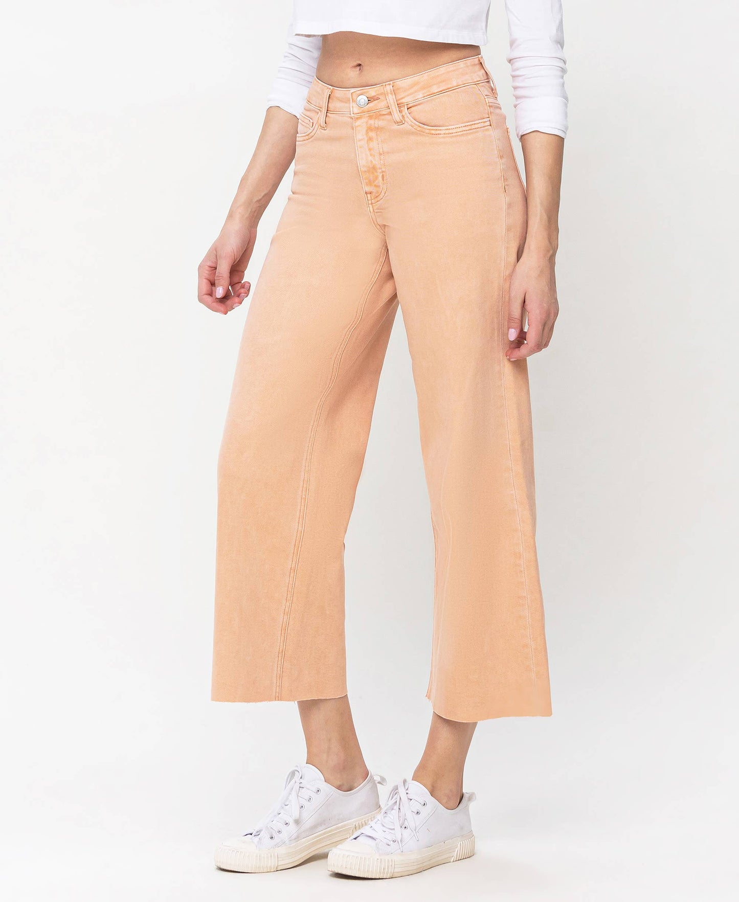 High Rise Wide Leg Denim in Soft Sand by Vervet