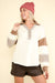 Color Block Oversized Casual Knit Top in Ivory