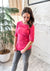 As If 3/4 Sleeve Tunic in Bright Pink