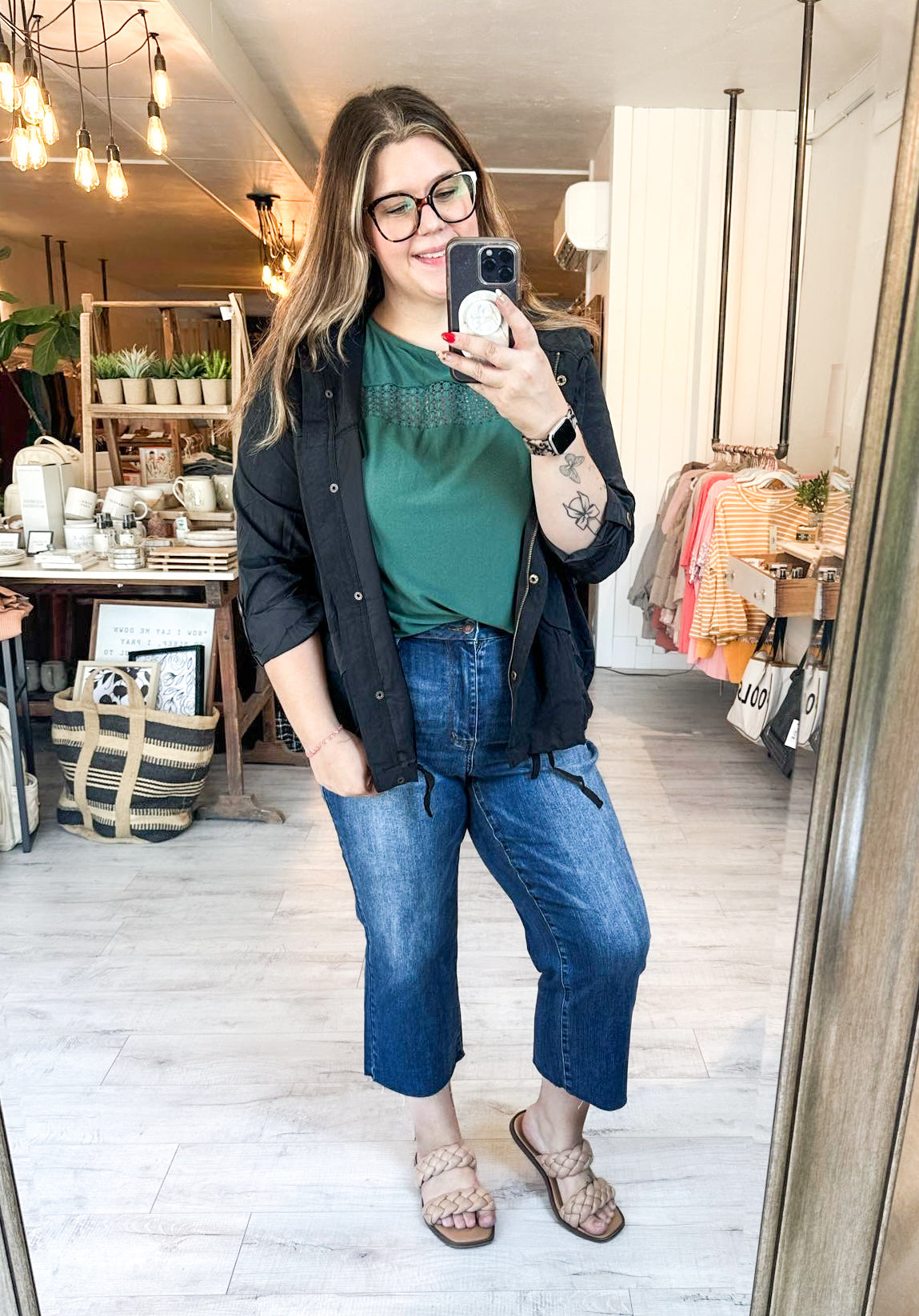 Snap Up & Zipped Hooded Light Weight Jacket in Black