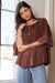 Solid Round Neck Ruffle Sleeve Blouse