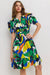 Floral Print Puff Sleeve Ruffle Dress