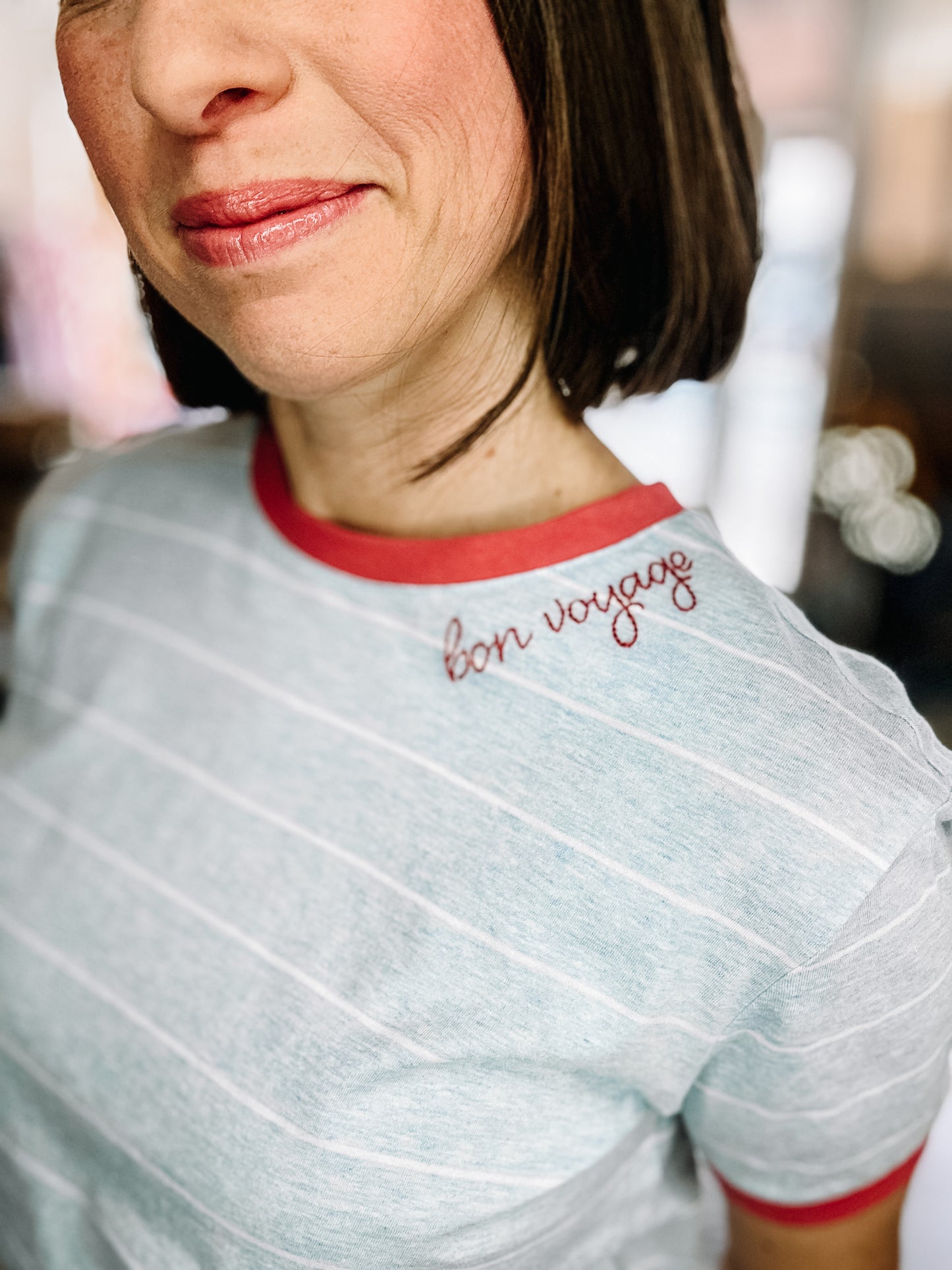 Bon Voyage Embroidered Short Sleeve Tee