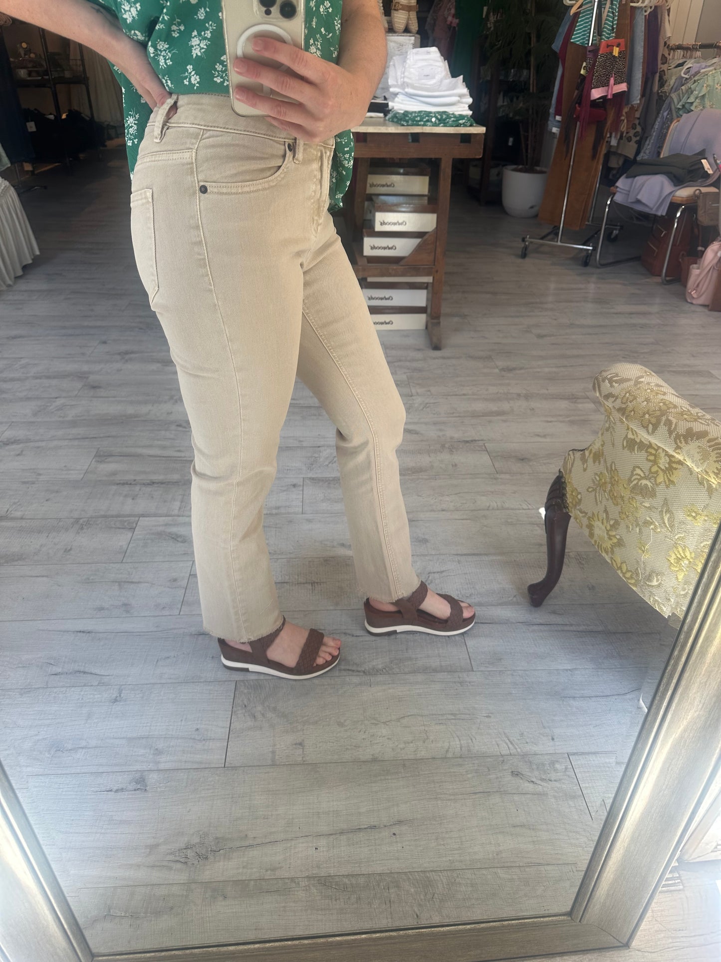 High Rise Vintage Garment Dyed Straight Denim in Light Desert by MICA