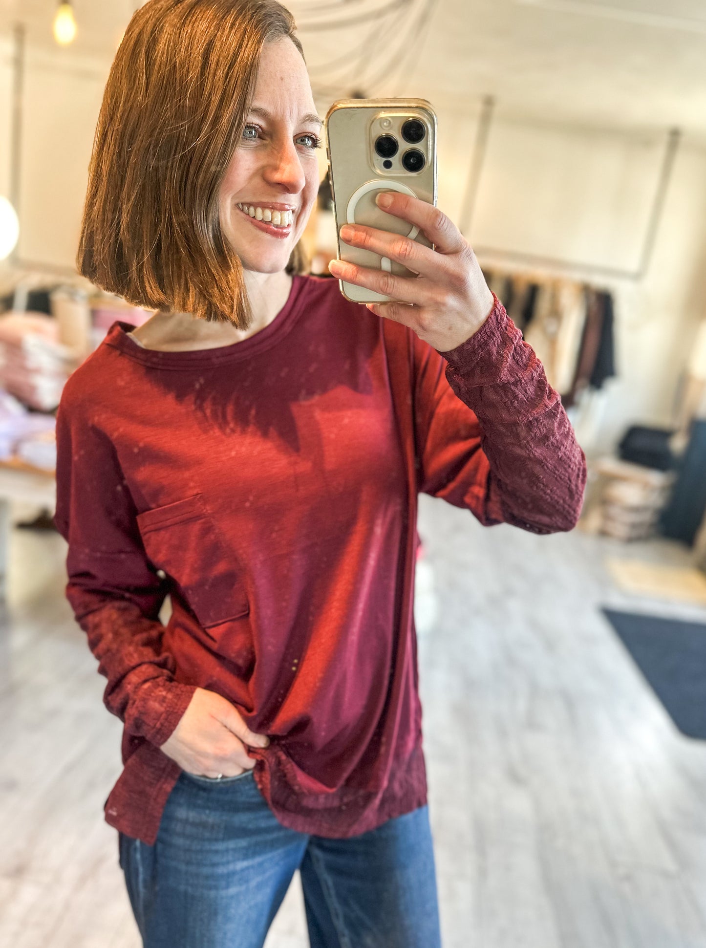 Oversized Casual Knit Top W/ Lace in Olive, Black or Wine