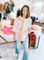 Patchwork Knit Pullover in Dusty Pink, Cream and Lace
