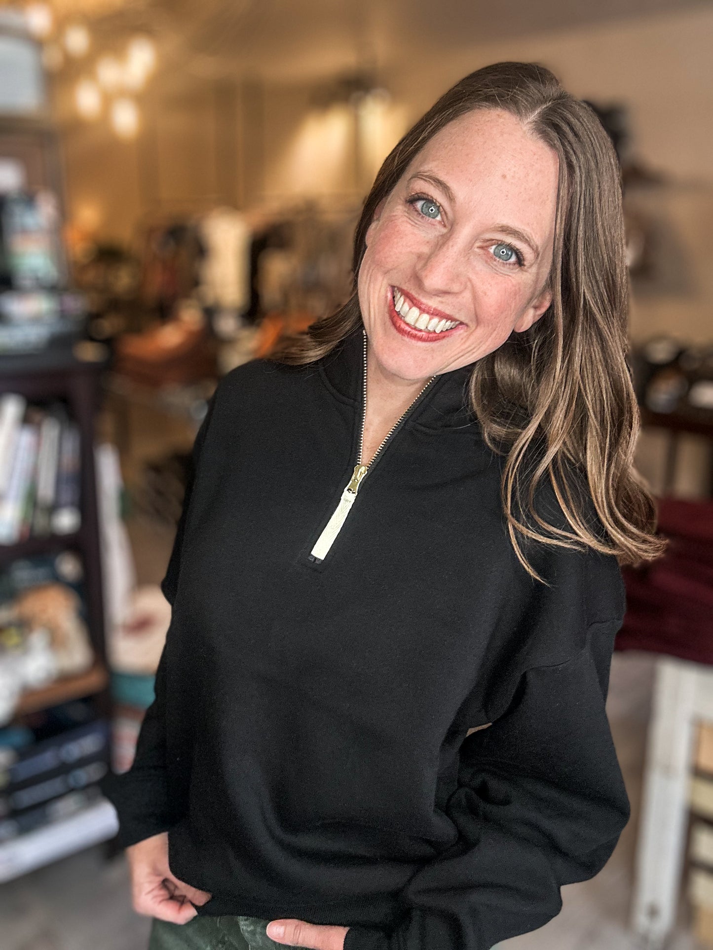 Fleece Half Zip in Black