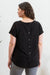 Back Button Lace Trim Blouse in Black