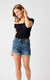 High Waisted Tummy Control Vintage Wash Cuffed Shorts