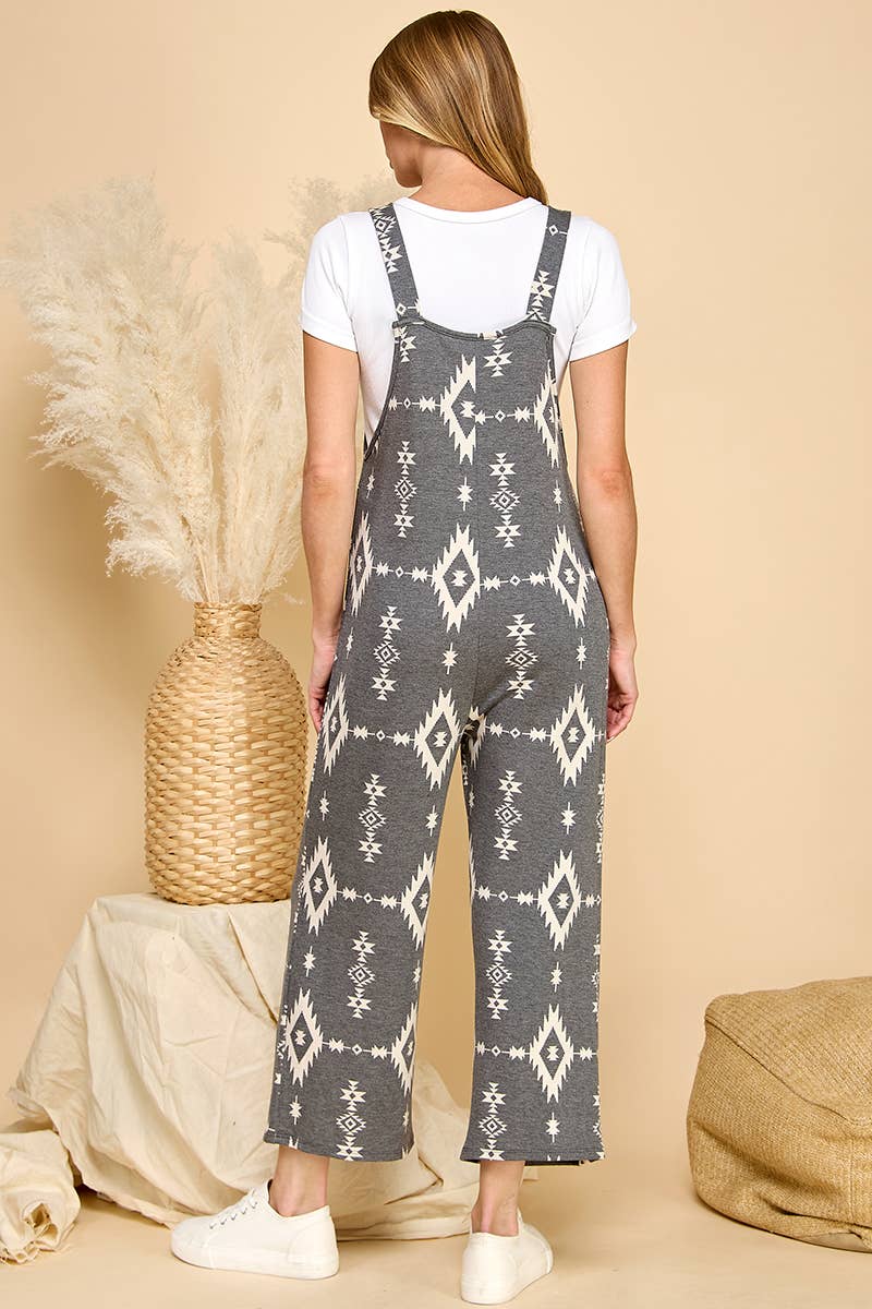 Womens casual overall jumpsuit in Grey & White