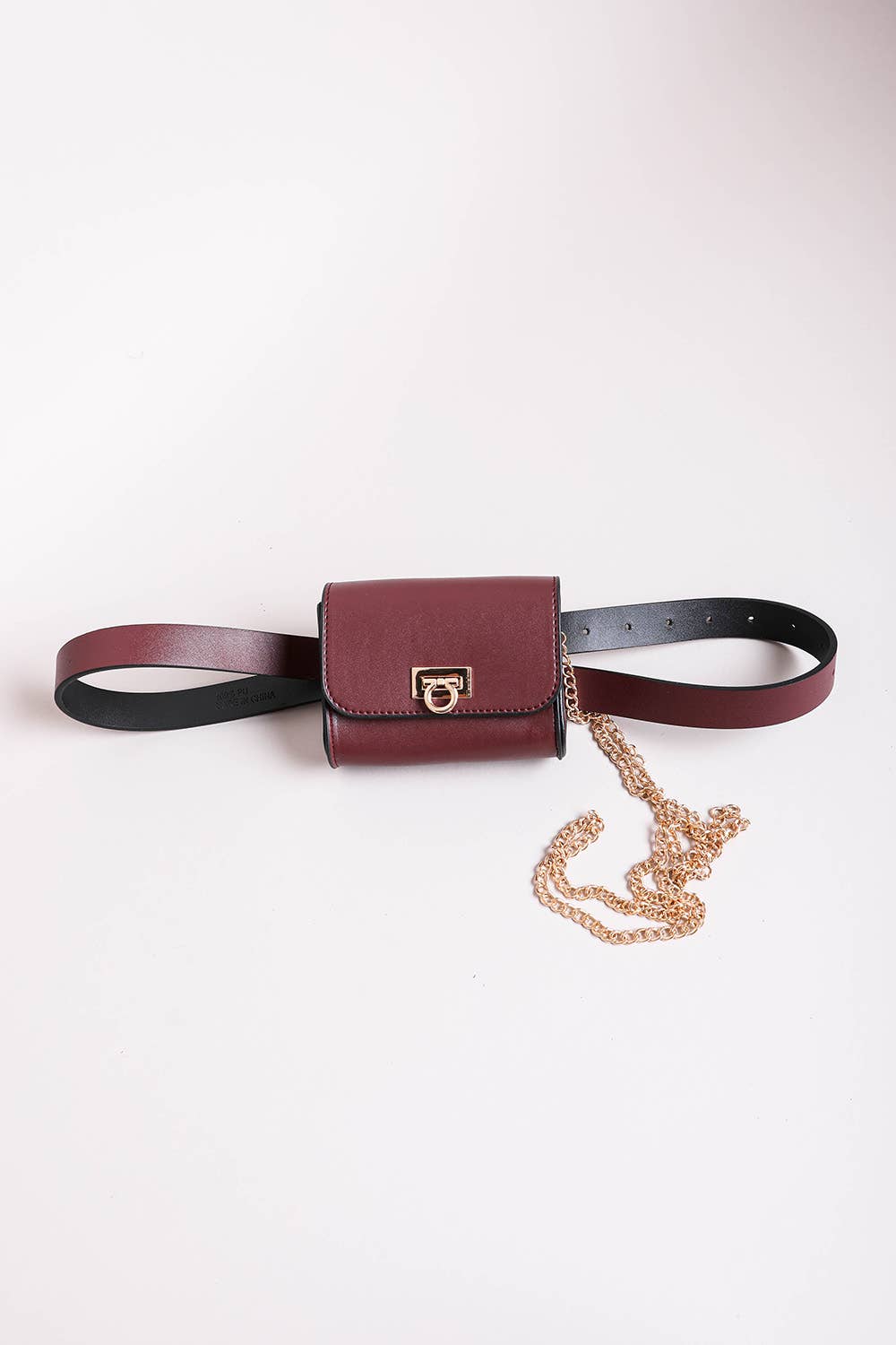 Versatile Mini Faux Leather Belt Bag with Gold Chain