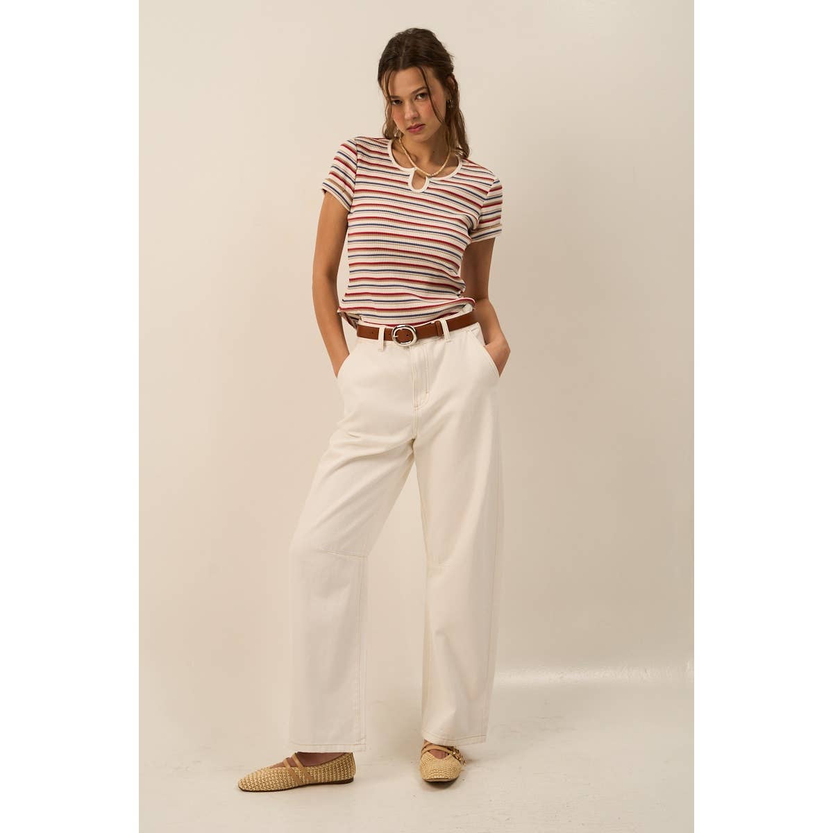 Vibrant Striped Knit Top in Red & Blue