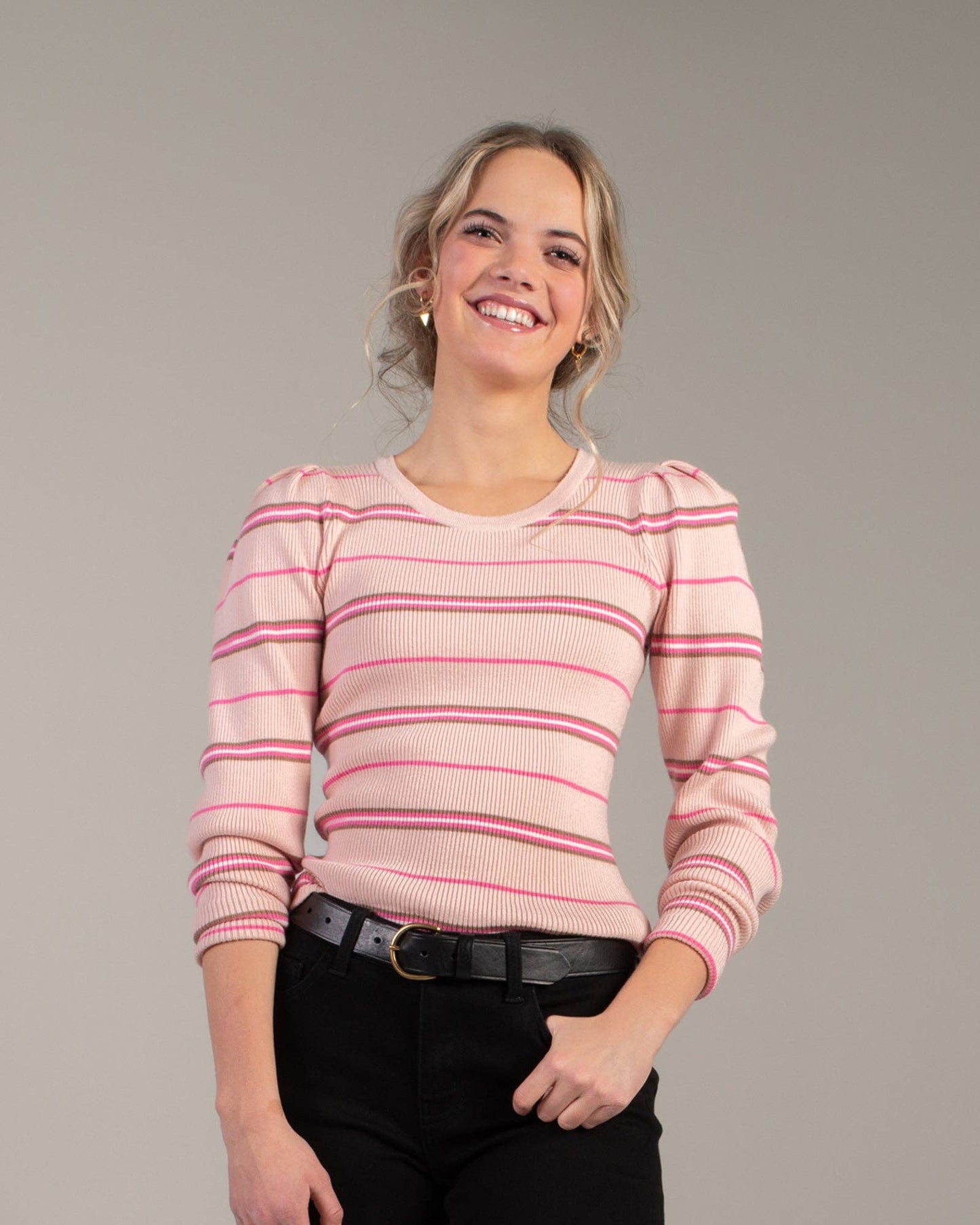 Sweet Stripes Top in Blush Pink