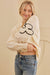 Flower Stitched Loose Fit Sweater in Ivory and Black