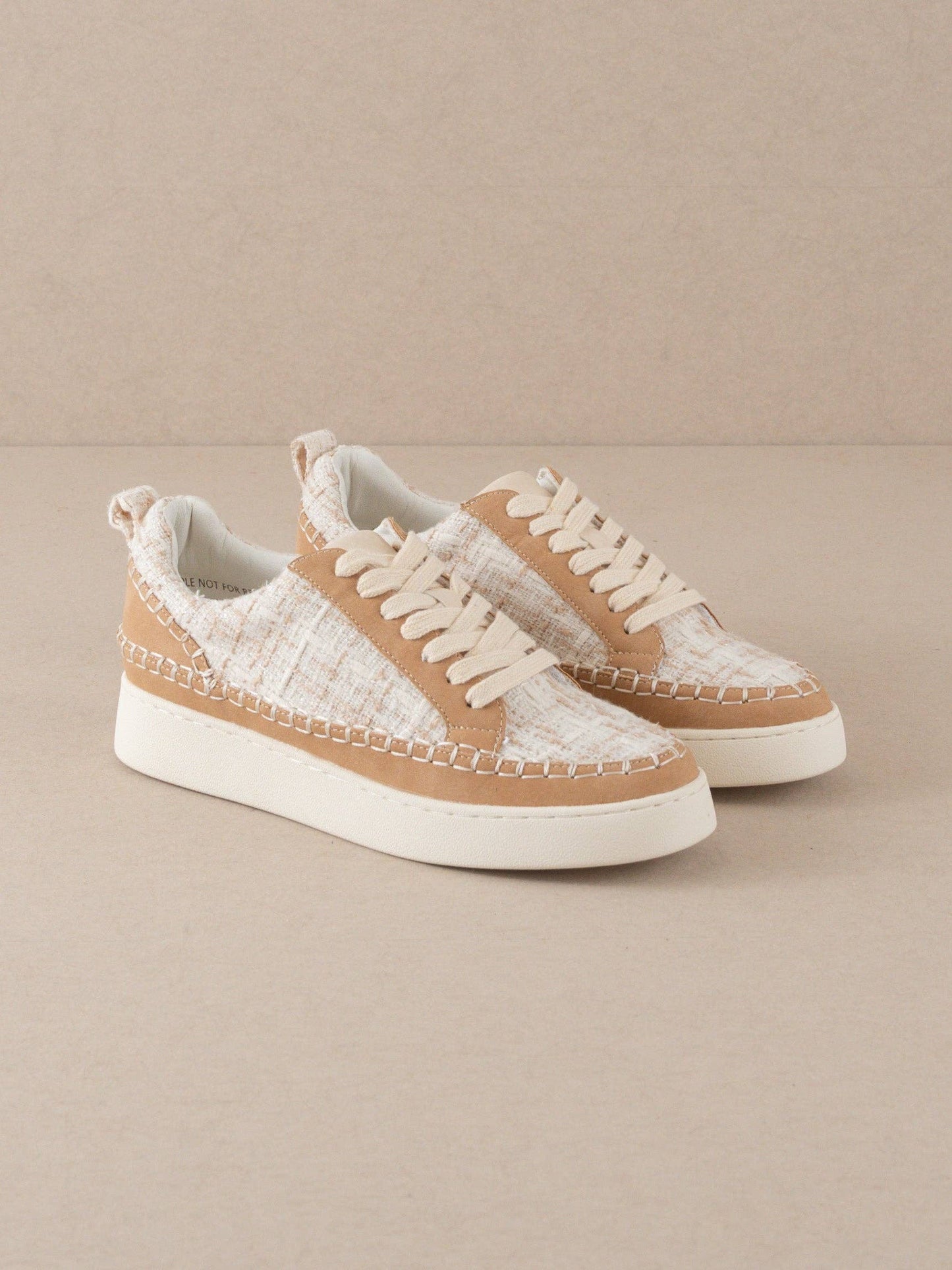 The Janie | Camel Tweed Wrapped Low Tops