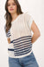 Multi Stripe Short Sleeve Crochet Knit Top