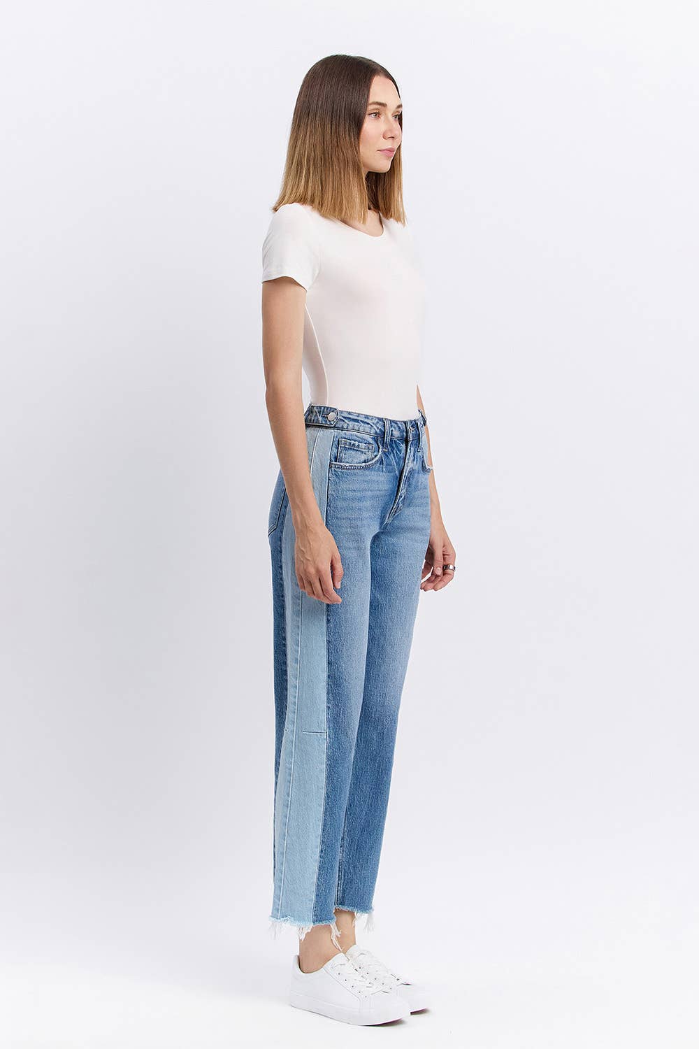 High Rise Two Tone Denim by Flying Monkey