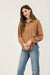 Knit Pinstripe Collared Button Down Top in Rust