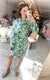 Mixed Print Wrap Dress in Green & Blue