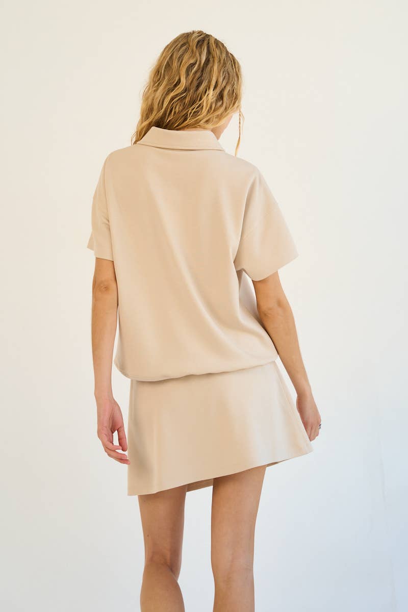 Soft Side Slit Skirt in Beige