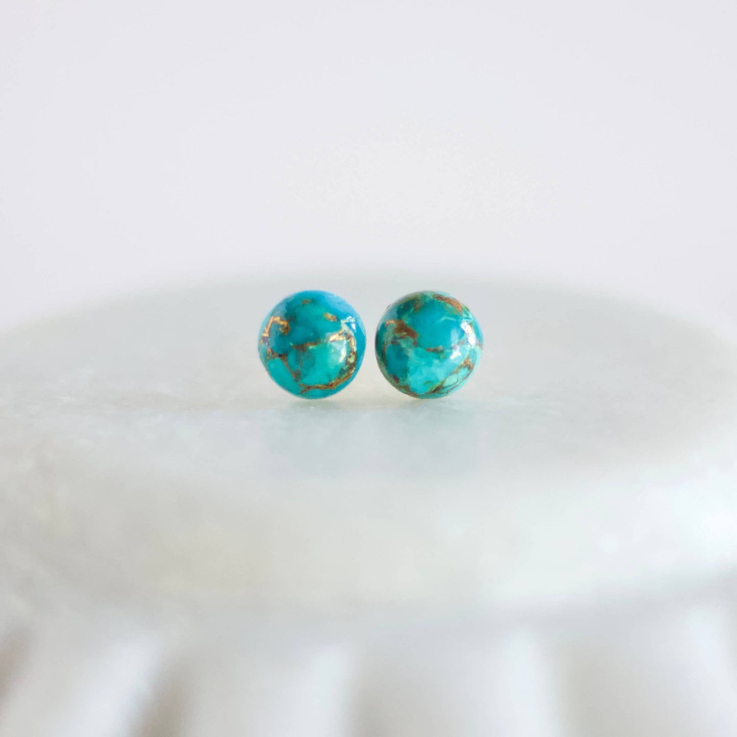 Copper Turquoise Stud Earrings