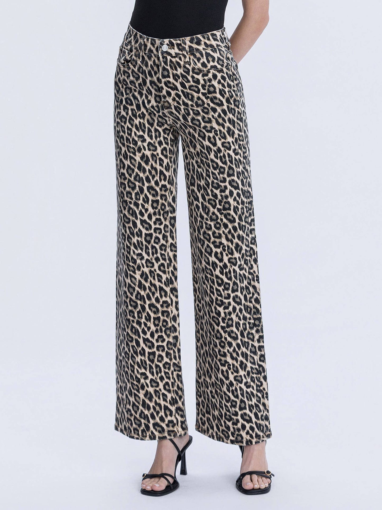 Super High Rise Leopard Wide Leg Denim