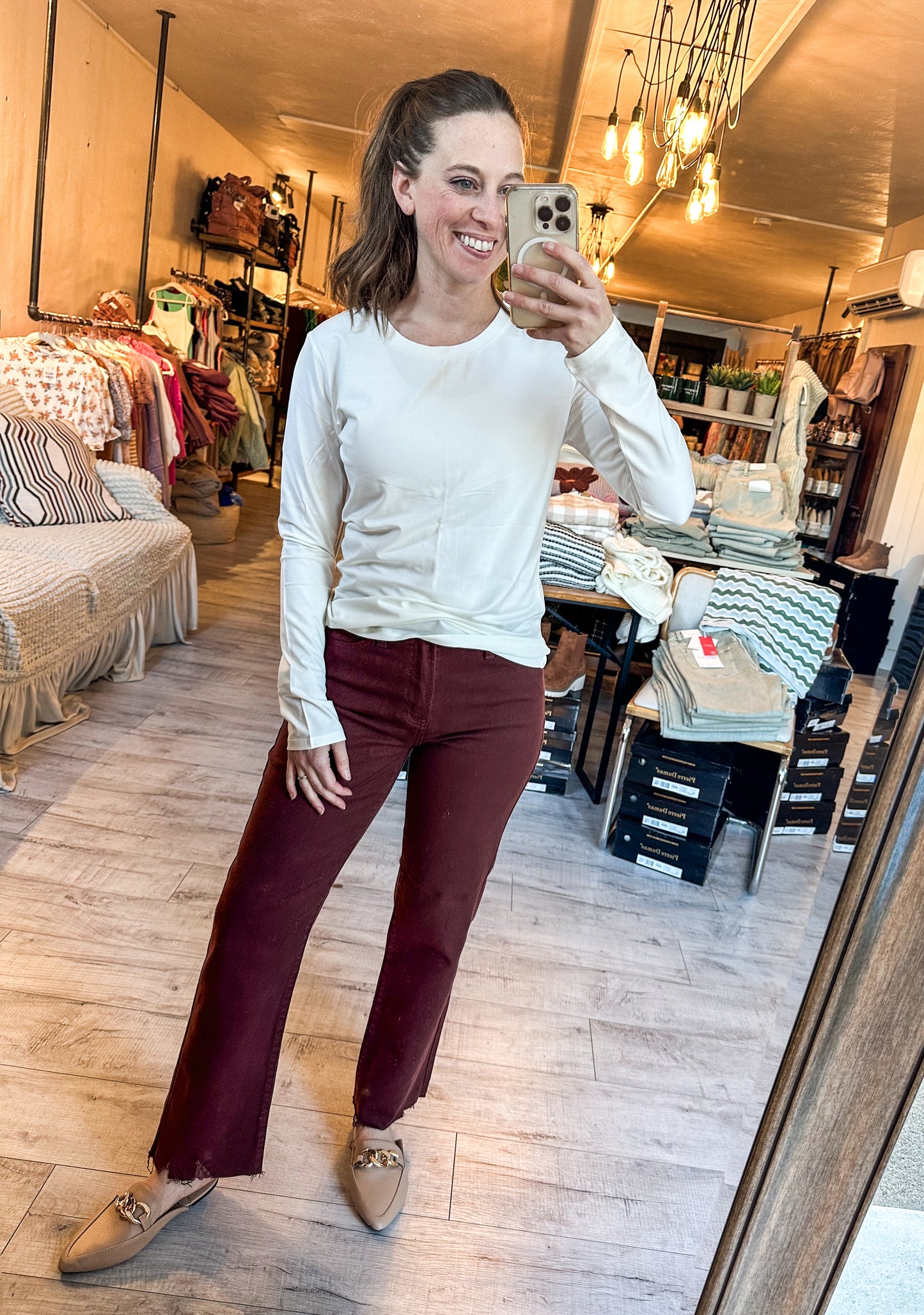 Essential Long Sleeve Tee in Blanc de Blanc White