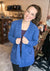 Long Sleeve Popcorn Sweater Cardigan in Marlin Blue
