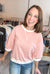 Striped Short Sleeve Top in Coral