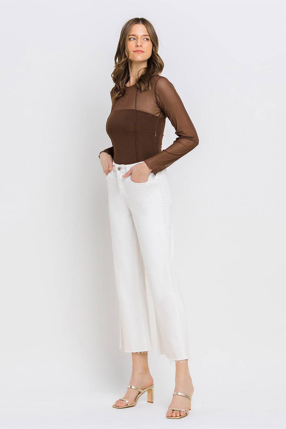 High Rise Wide Leg Denim in Optic White by Vervet