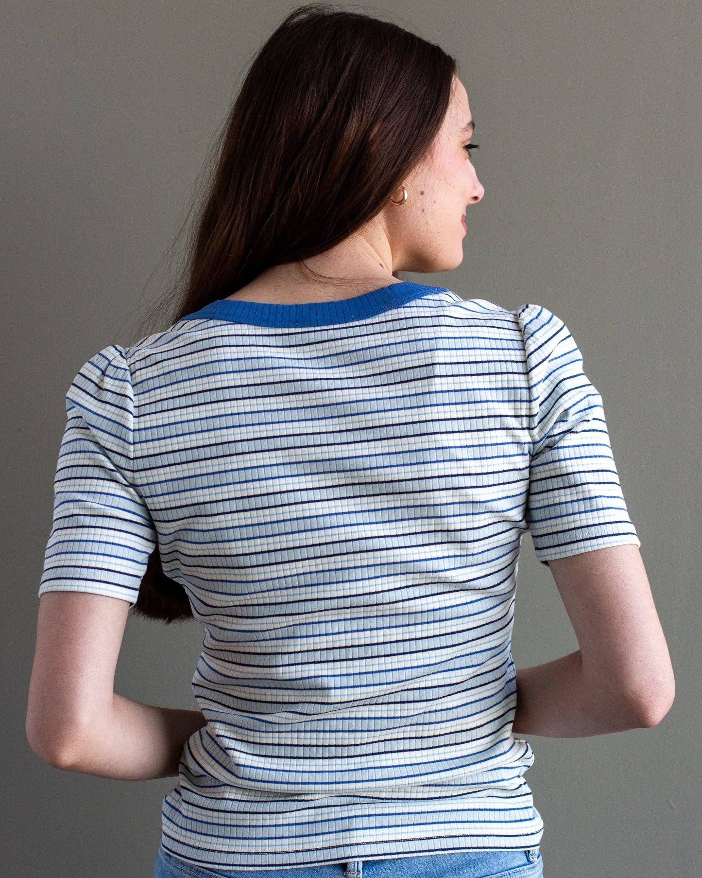 Yacht Club Blue Striped Knit Top