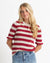 Mini Ruffle Striped Half Sleeve Sweater