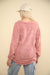 Washed Knit V-Neck Oversized Top in Mauve