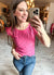 Eyelet Embroidery Knit Top in Bright Pink