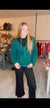 High Neck Knit Pullover in Dark Green