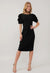 Ruffle Puff Sleeve Fitted Knit Dress in Black