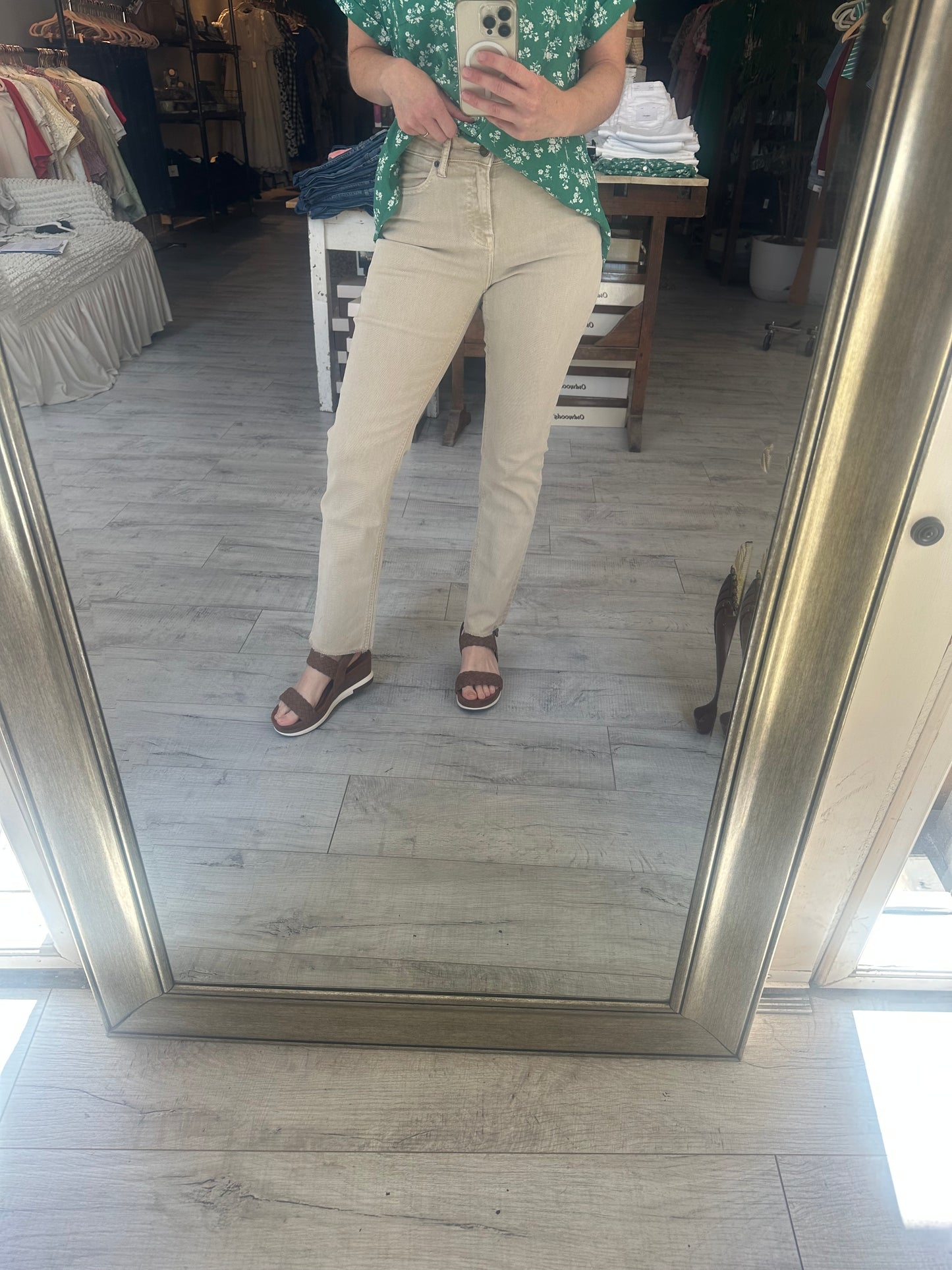 High Rise Vintage Garment Dyed Straight Denim in Light Desert by MICA