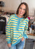 Oversized Striped Half Button Down Casual Knit Top