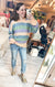 Multi Color Stripe Oversized Sweater Top