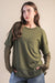 Oversized Casual Knit Top W/ Lace in Olive or Black