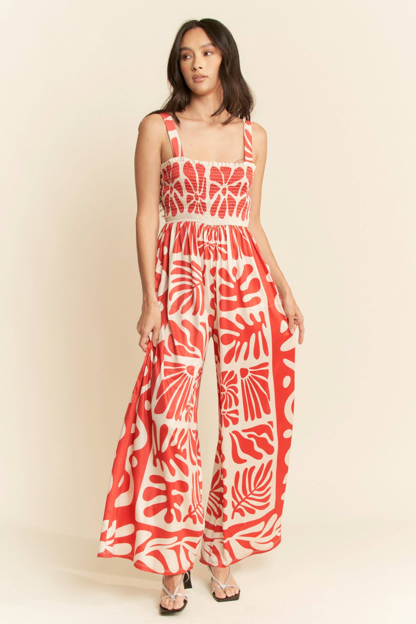 Retro Geo Floral Knit Jumpsuit