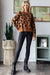 Leopard Crew Neck Sweater in Black & Camel