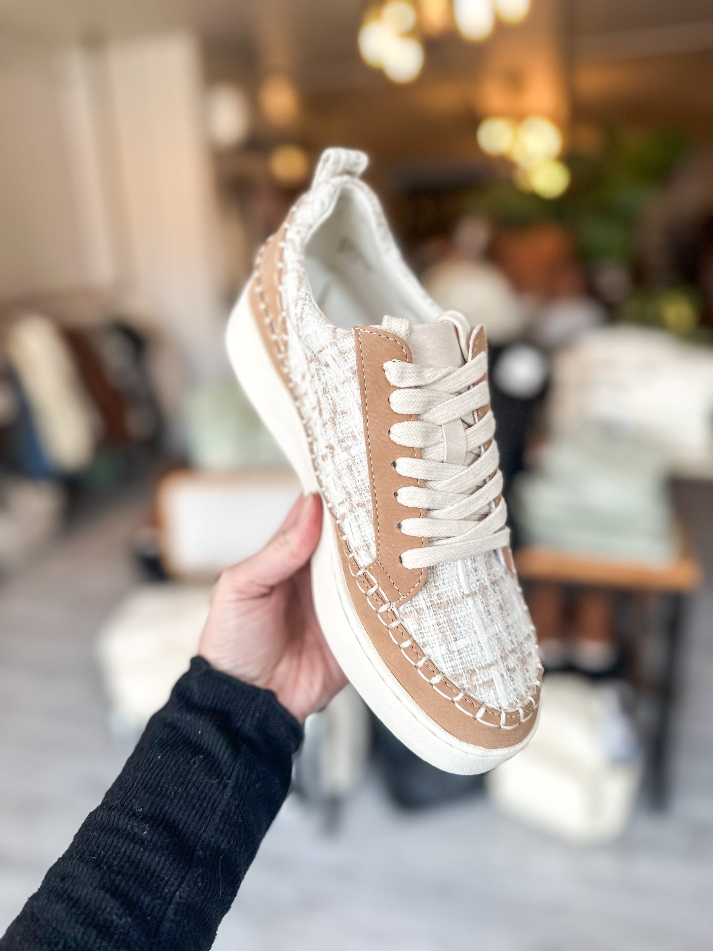 The Janie | Camel Tweed Wrapped Low Tops