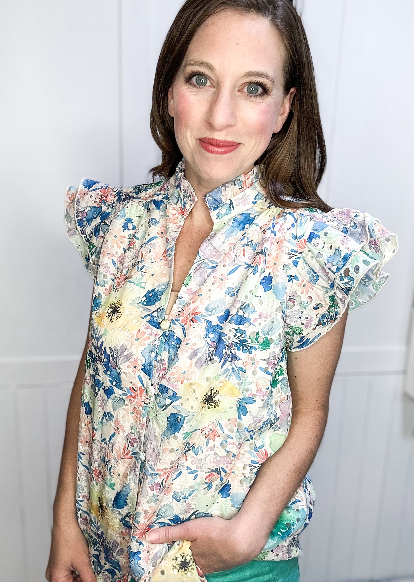 Cassidy Floral Watercolor Blouse