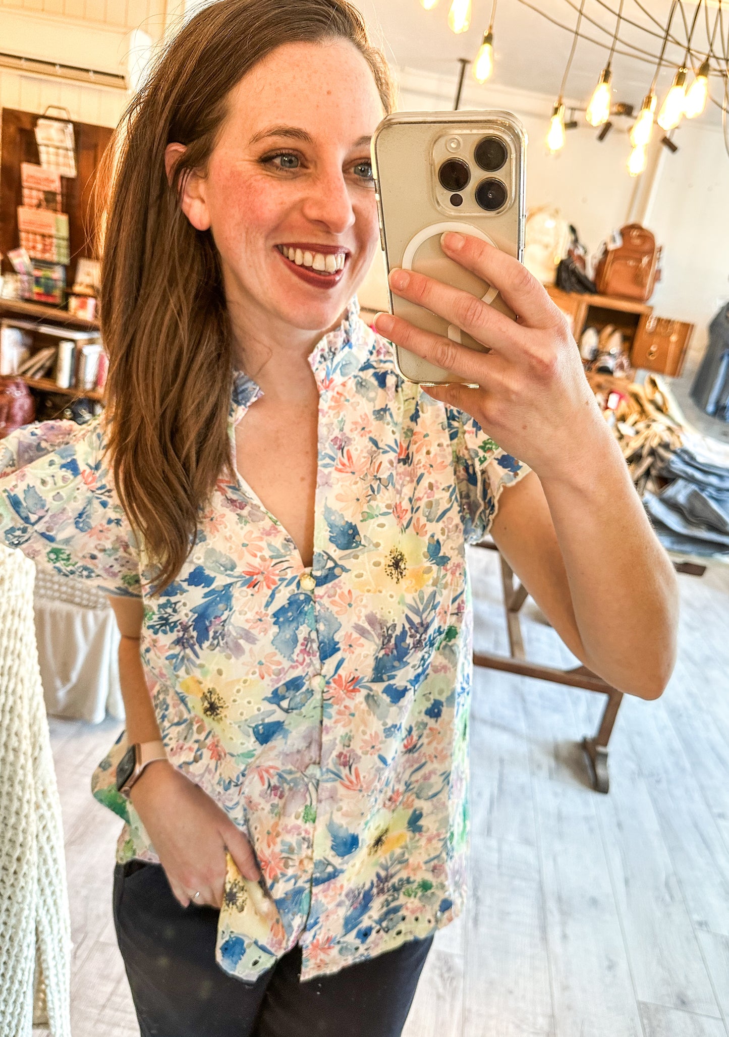 Cassidy Floral Watercolor Blouse