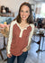 Thermal Knit Button Front Henley Pullover in Marsala